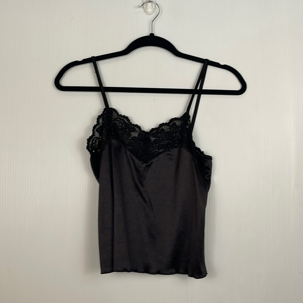 Vintage Black Silk Lace Lingerie Top